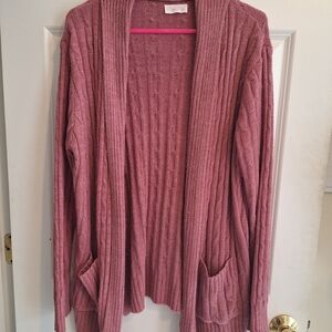 Pink Lily Mauve Ribbed Open Cardigan